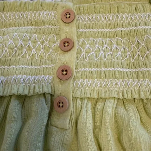 Maurices Top Women 2X Light Green Smocked Ruffle Split Neck Flutter Sleeve Boho - Picture 11 of 14